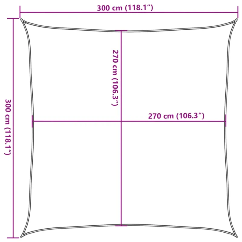 Uždanga nuo saulės, juodos spalvos, 3x3m, HDPE, 160g/m²