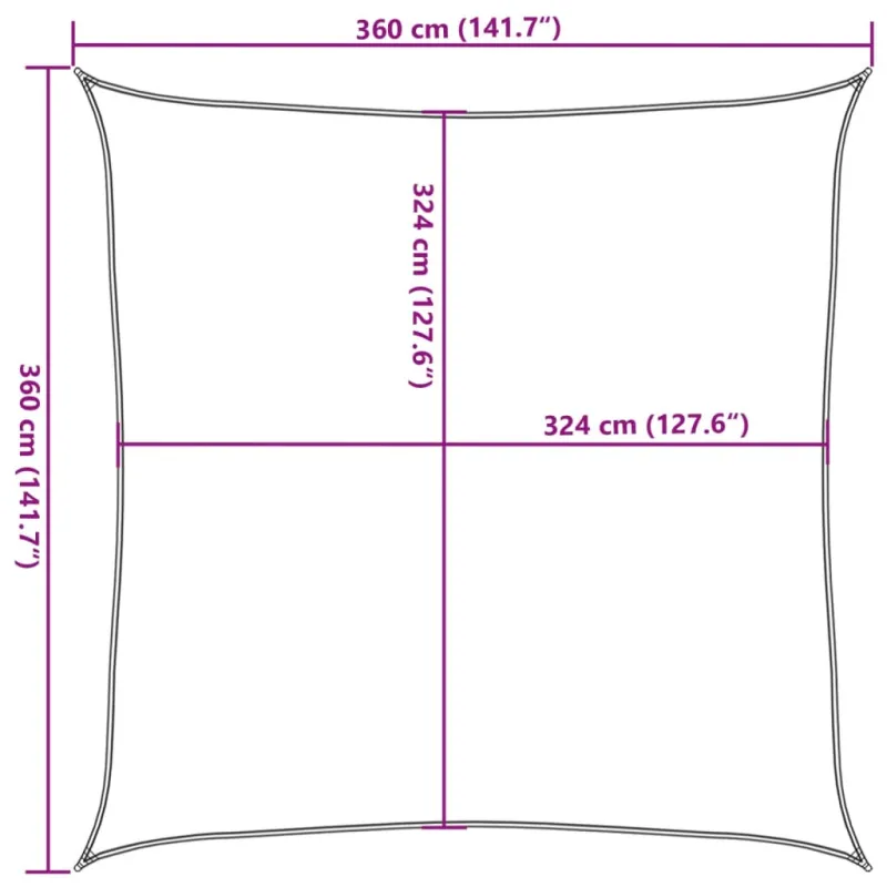 Uždanga nuo saulės, juodos spalvos, 3,6x3,6m, HDPE, 160g/m²