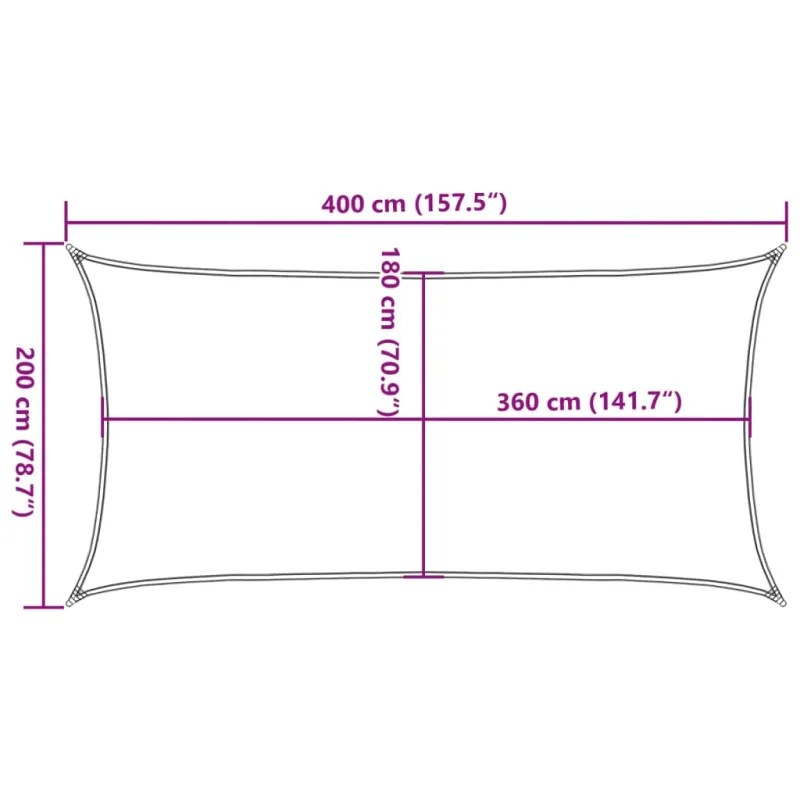 Uždanga nuo saulės, juodos spalvos, 2x4m, HDPE, 160g/m²
