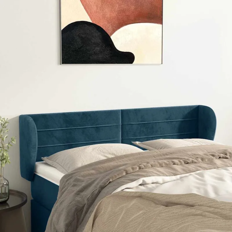 Galvūgalis su auselėmis, tamsiai mėlyna,147x23x78/88cm, aksomas