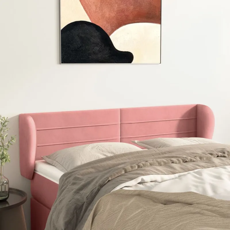 Galvūgalis su auselėmis,rožinės spalvos,147x23x78/88cm, aksomas