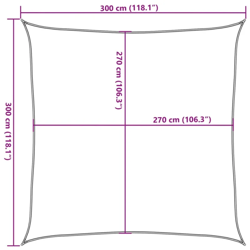 Uždanga nuo saulės, rudos spalvos, 3x3m, HDPE, 160g/m²