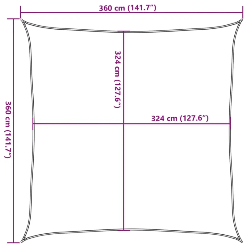 Uždanga nuo saulės, rudos spalvos, 3,6x3,6m, HDPE, 160g/m²