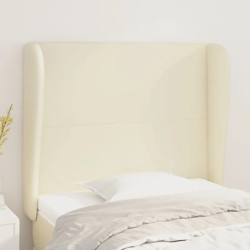 Galvūgalis su auselėmis, kreminis, 93x23x118/128cm, netikra oda