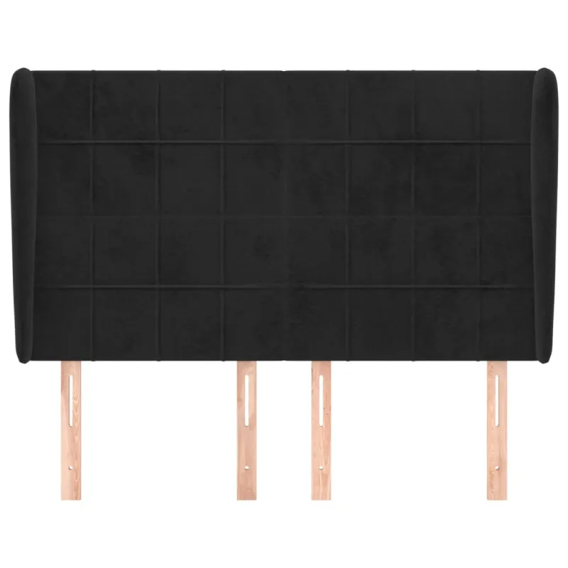 Galvūgalis su auselėmis, juodas, 147x23x118/128cm, aksomas