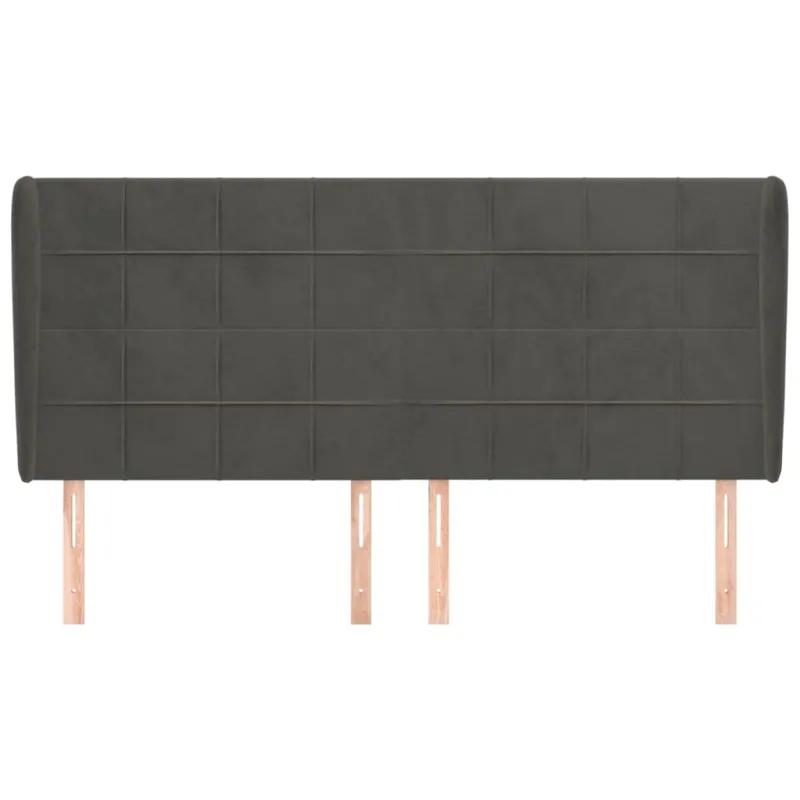 Galvūgalis su auselėmis, pilkas, 203x23x118/128cm, aksomas