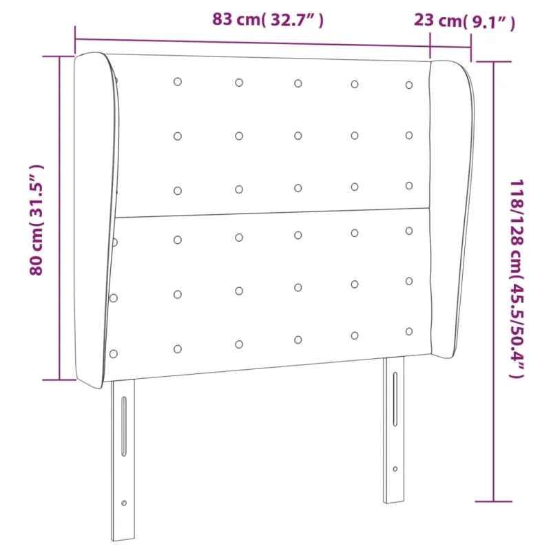 Galvūgalis su auselėmis, juodas, 83x23x118/128cm, dirbtinė oda