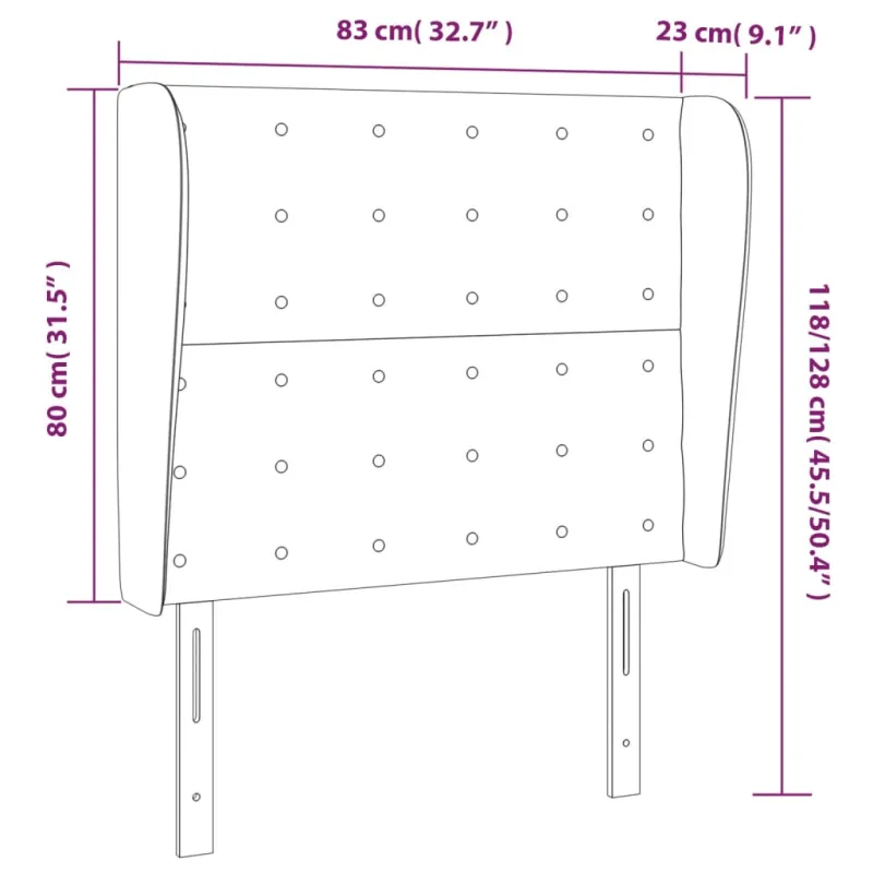 Galvūgalis su auselėmis, baltas, 83x23x118/128cm, dirbtinė oda