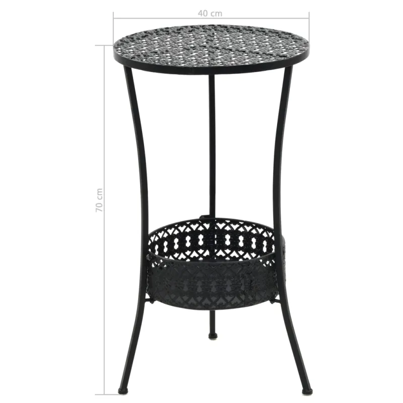 Bistro-ruokailupöytä, musta, 40x70cm, metalli