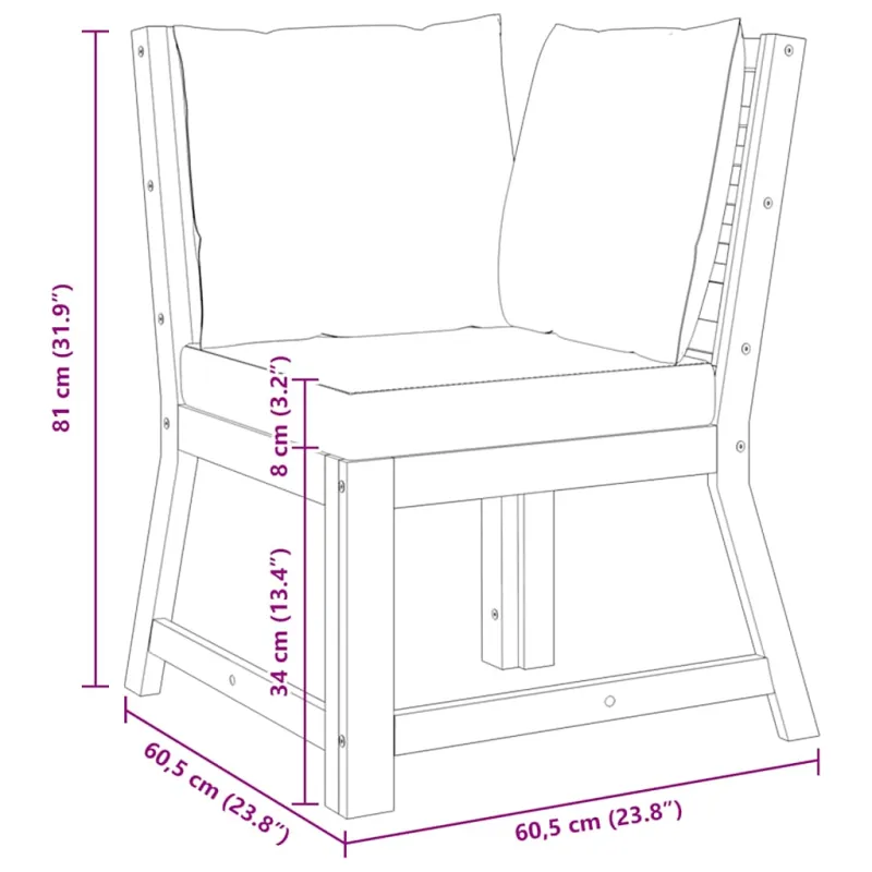 Modulinė kampinė sofa su kreminėmis pagalvėmis, akacija