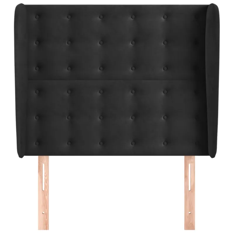 Galvūgalis su auselėmis, juodas, 93x23x118/128cm, aksomas