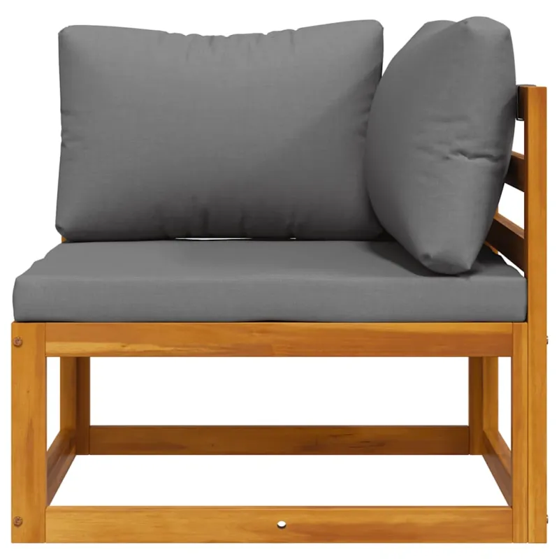 Modulinė kampinė sofa su tamsiai pilkomis pagalvėlėmis, akacija