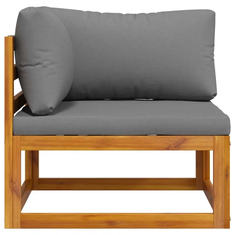 Modulinė kampinė sofa su tamsiai pilkomis pagalvėlėmis, akacija