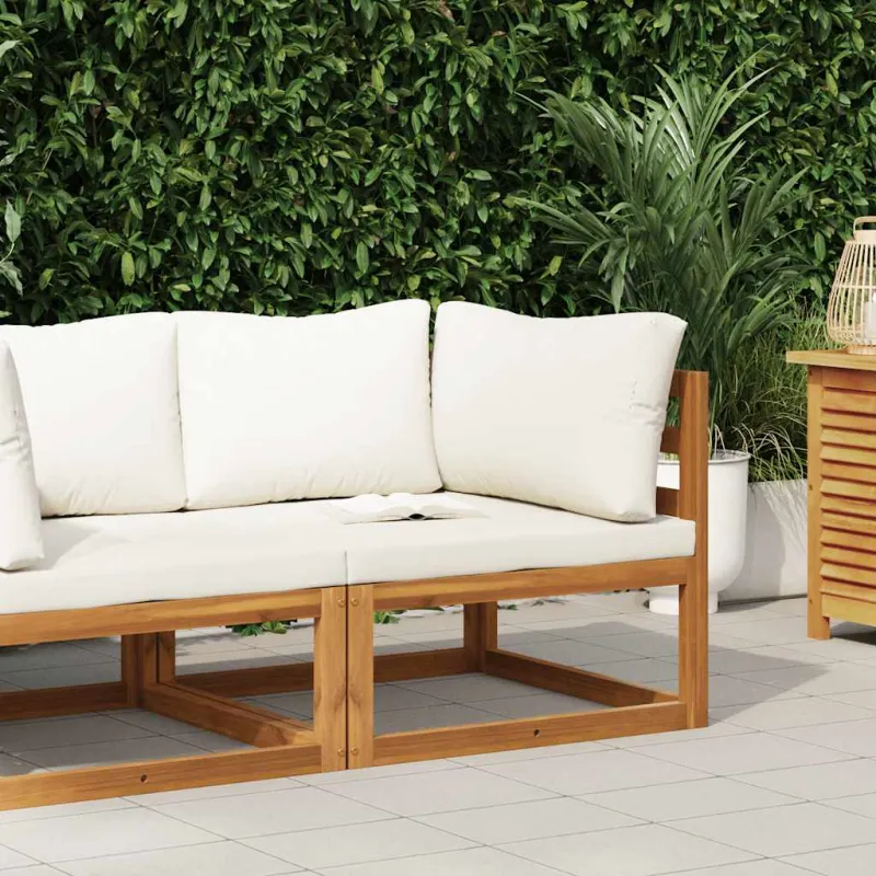 Modulinė kampinė sofa su kreminėmis pagalvėlėmis, akacija
