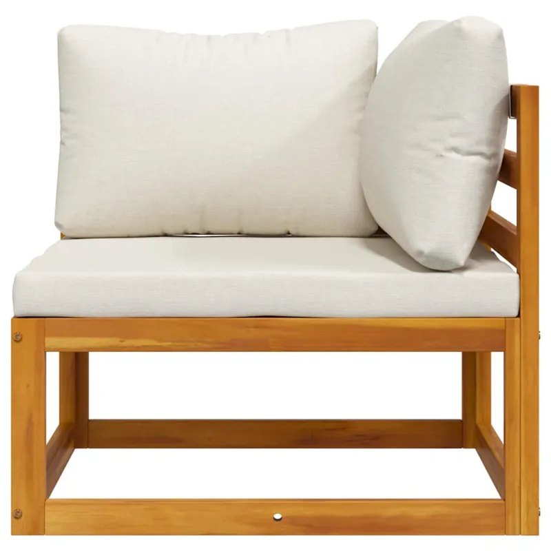 Modulinė kampinė sofa su kreminėmis pagalvėlėmis, akacija