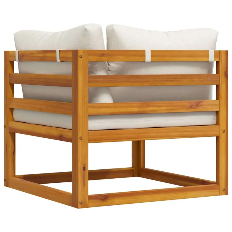 Modulinė kampinė sofa su kreminėmis pagalvėlėmis, akacija