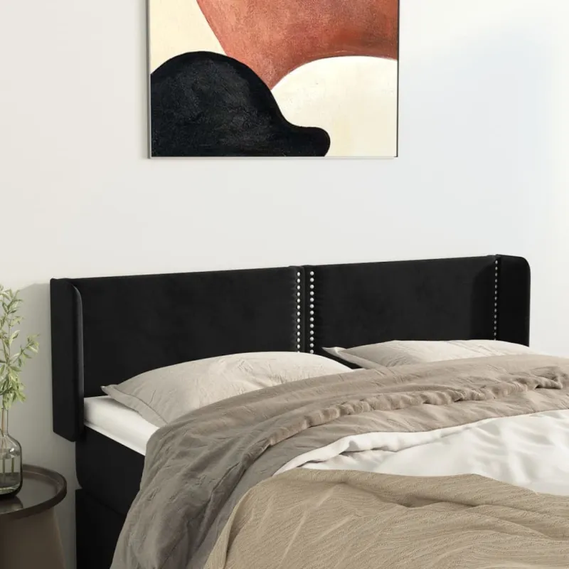 Galvūgalis su auselėmis, juodos spalvos,147x16x78/88cm, aksomas