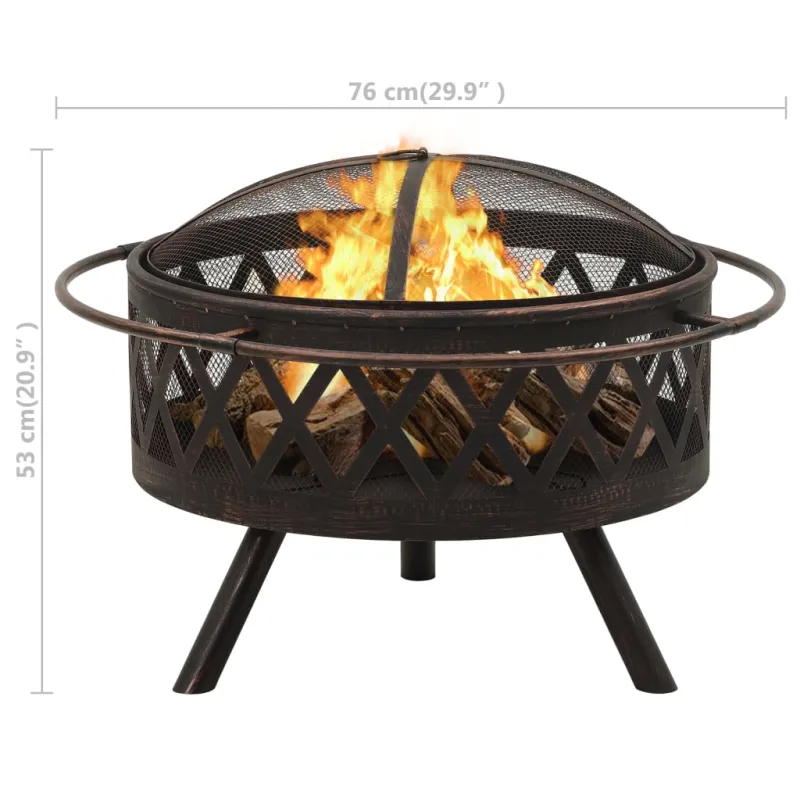 Laužavietė su žarstekliu, 76cm, plienas, kaimiško stiliaus, XXL