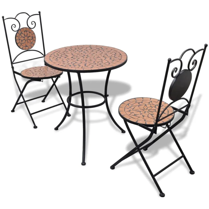 Bistrokalustekokoonpano, 3D, terrakotta, keraamiset laatat