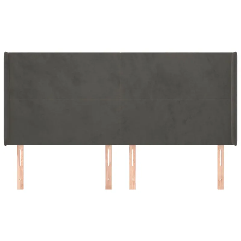 Galvūgalis su auselėmis,tamsiai pilkos,203x16x118/128cm,aksomas