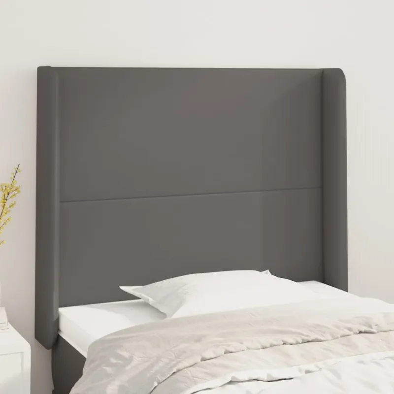 Galvūgalis su auselėmis, pilkos, 103x16x118/128cm, dirbtinė oda