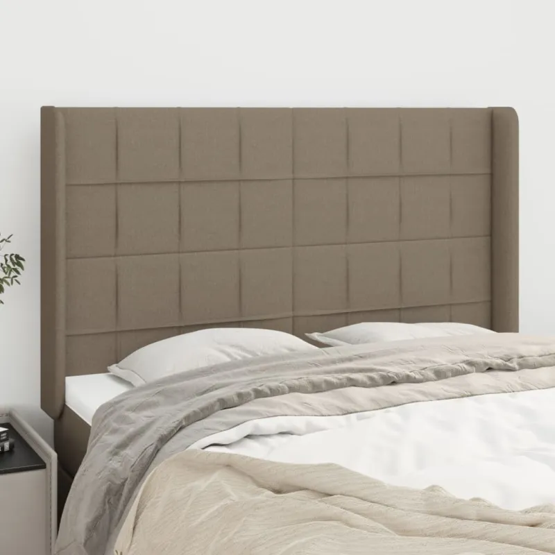 Galvūgalis su auselėmis, taupe, 147x16x118/128cm, audinys