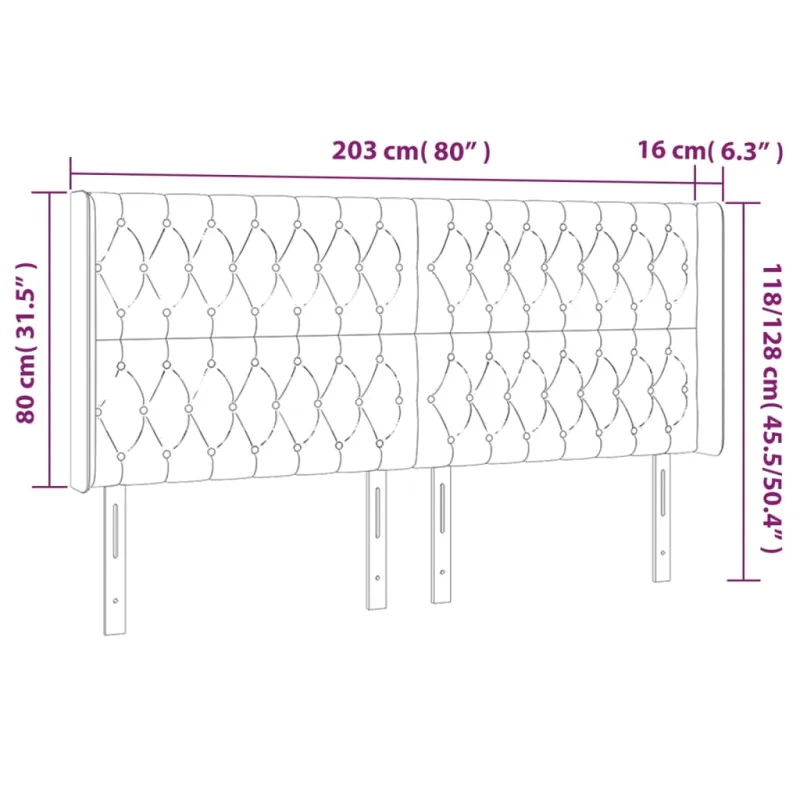 Galvūgalis su auselėmis, taupe, 203x16x118/128cm, audinys