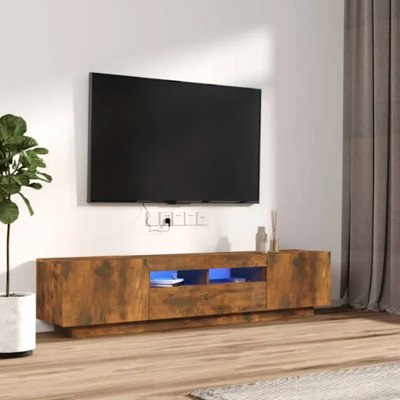 TV spintelių komplektas, 2 dalių, dūminio ąžuolo, mediena
