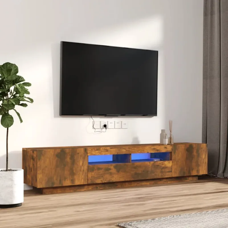 TV spintelių komplektas, 2 dalių, dūminio ąžuolo, mediena