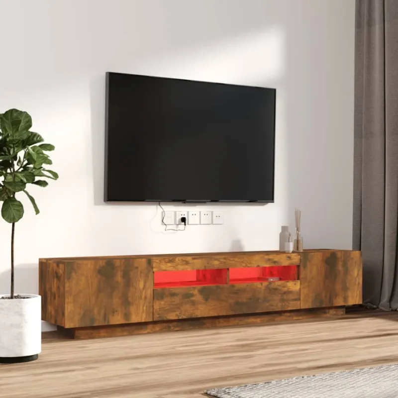 TV spintelių komplektas, 2 dalių, dūminio ąžuolo, mediena