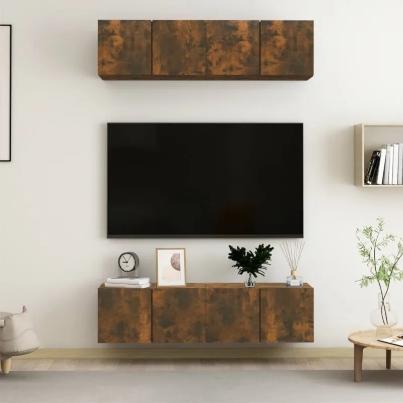 TV spintelės, 4vnt., dūminio ąžuolo, 60x30x30cm, mediena