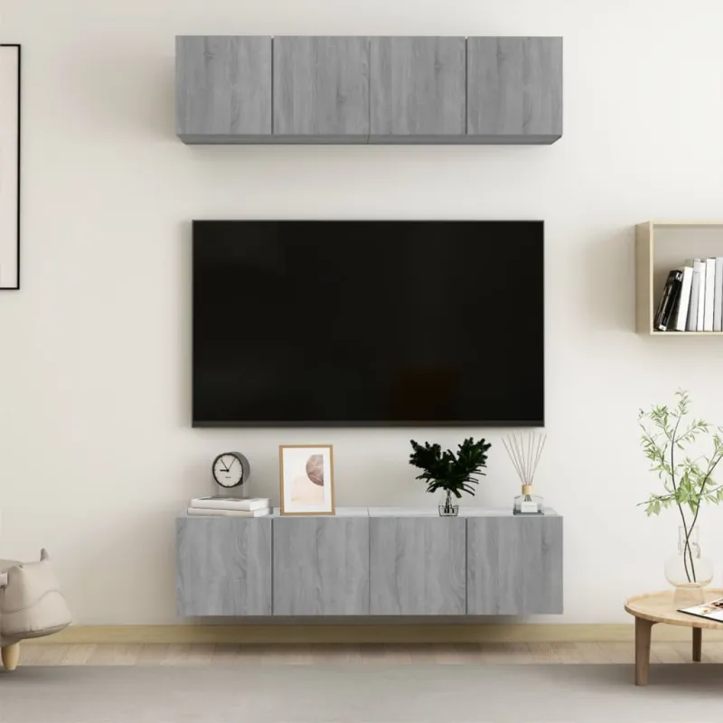 TV spintelės, 4vnt., pilkos ąžuolo, 60x30x30cm, mediena