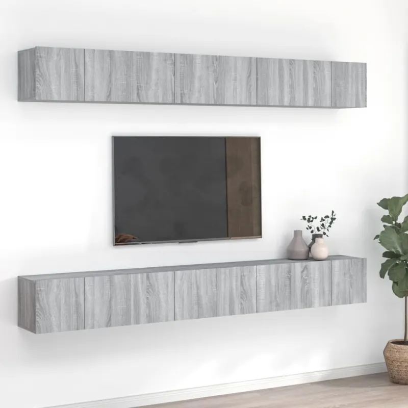 TV spintelės, 8vnt., pilkos ąžuolo, 60x30x30cm, mediena