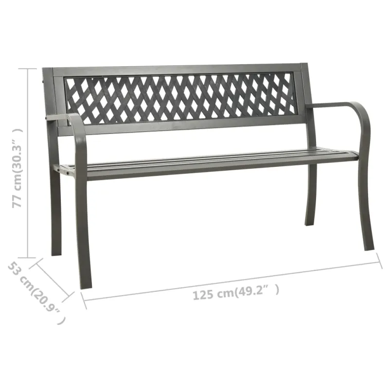 Sodo suoliukas, pilkos spalvos, 125cm, plienas