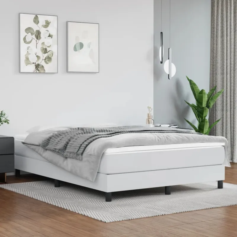Lovos rėmas su spyruoklėmis , baltos, 140x200cm, dirbtinė oda