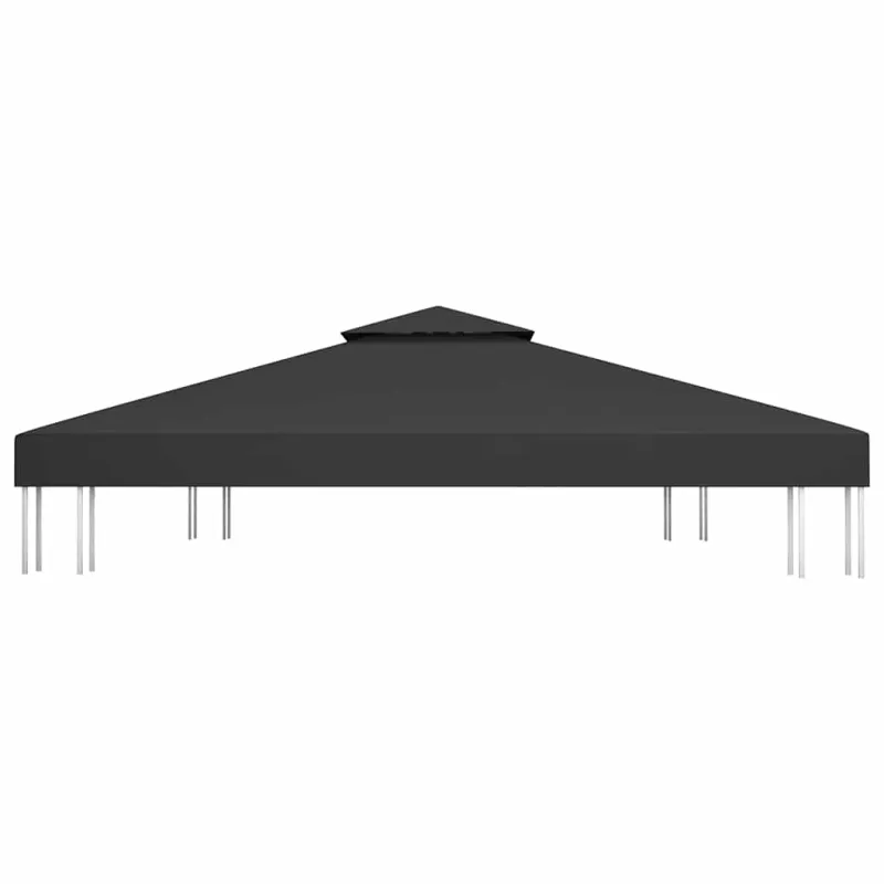 Pavėsinės uždangalas, 2 pakopų, juodas, 4x3m, 310 g/m²