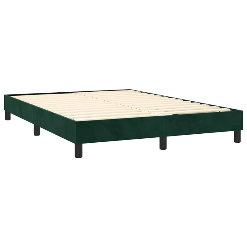 Lovos rėmas su spyruoklėmis tamsiai žalias 140x200 cm aksomas