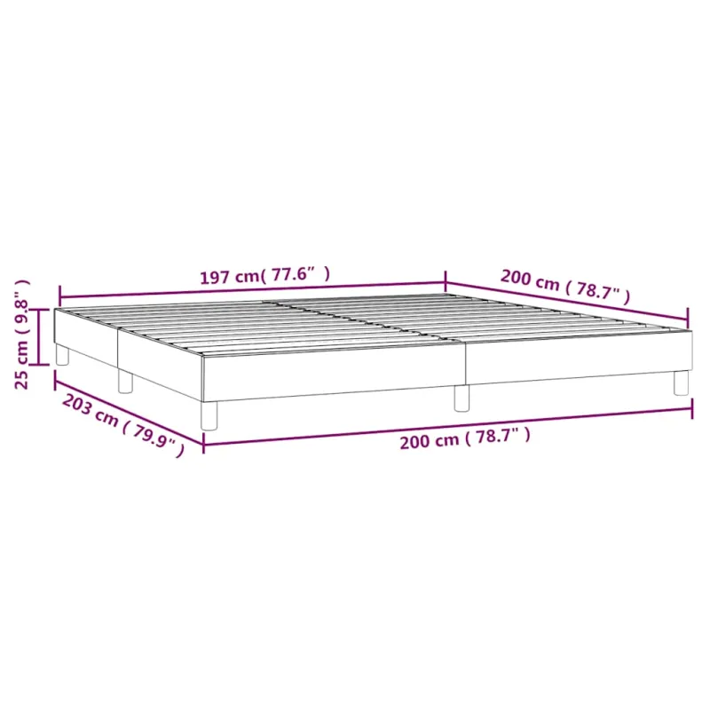 Lovos rėmas su spyruoklėmis tamsiai mėlynas 200x200 cm aksomas