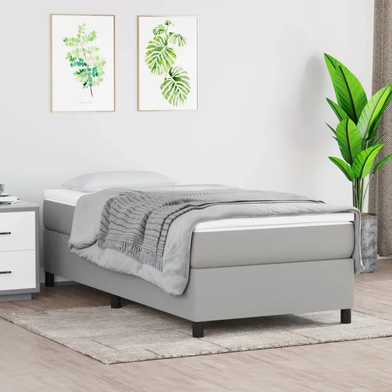 Lovos rėmas su spyruoklėmis, šviesiai pilkas, 100x200cm, audinys