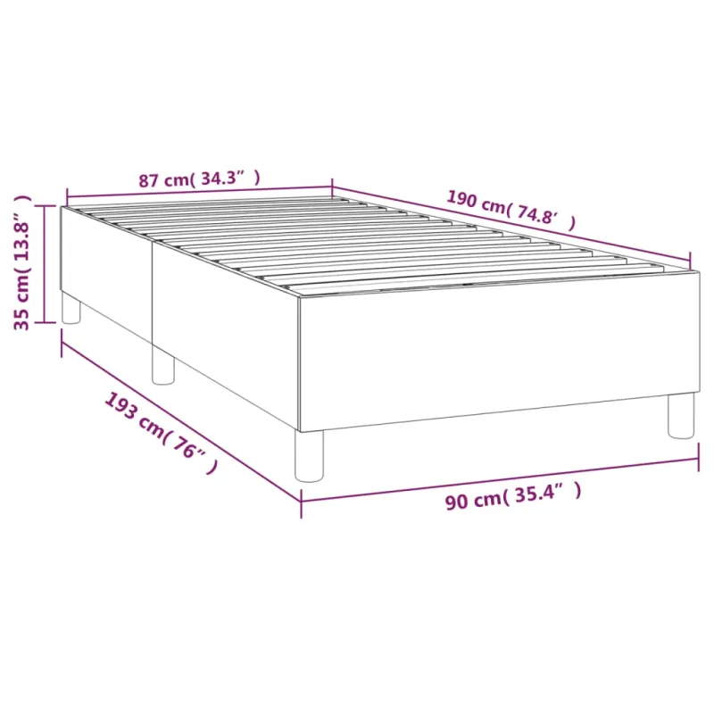 Lovos rėmas su spyruoklėmis, tamsiai pilkas, 90x190cm, audinys