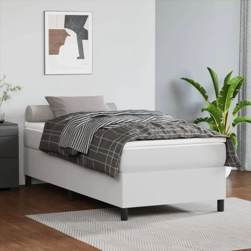 Lovos rėmas su spyruoklėmis, baltos spalvos, 100x200cm, dirbtinė oda