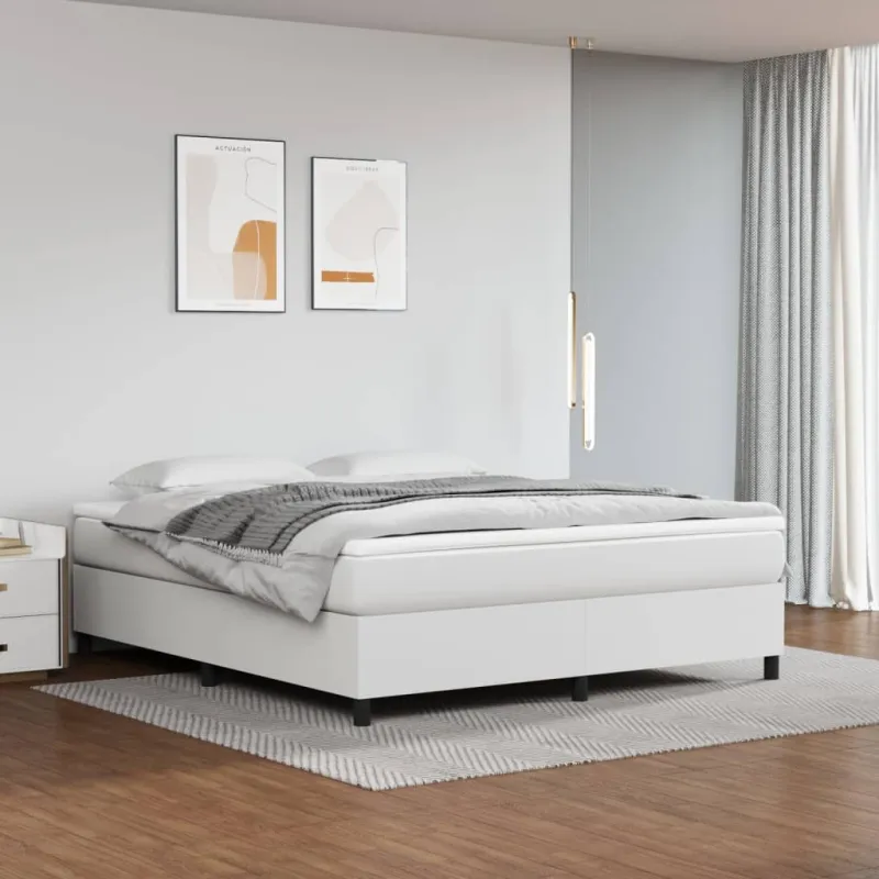 Lovos rėmas su spyruoklėmis, baltos, 160x200cm, dirbtinė oda