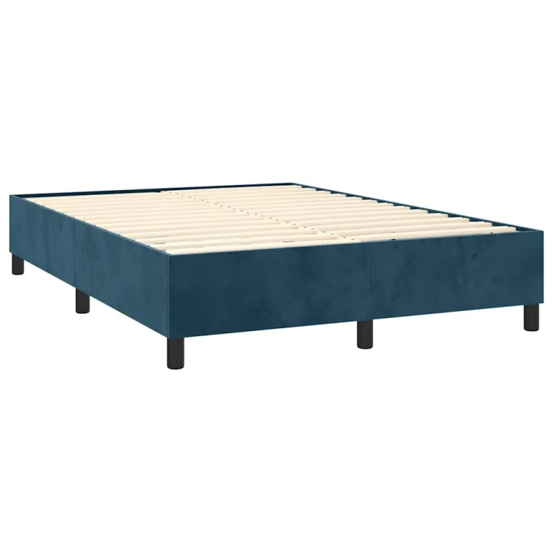 Lovos rėmas su spyruoklėmis tamsiai mėlynas 140x200 cm aksomas