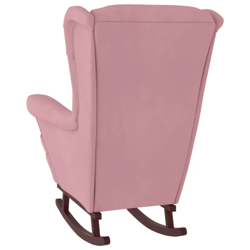 Supamoji kėdė su atlošu, rožinis, aksomas medžio