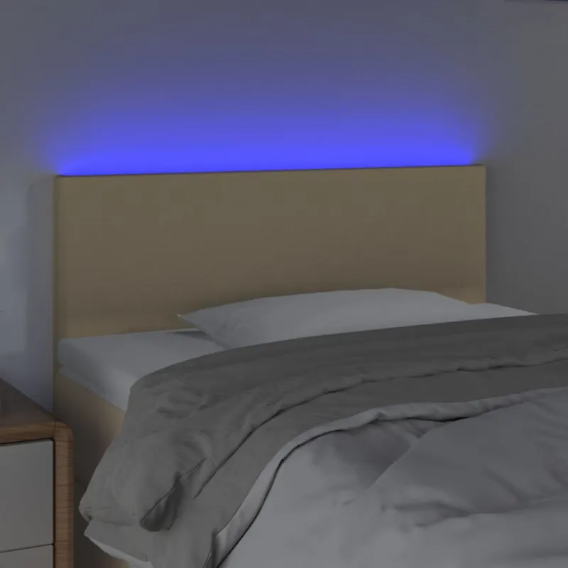Galvūgalis su LED, kreminės spalvos, 100x5x78/88cm, audinys
