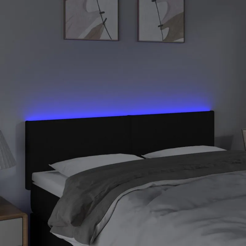 Galvūgalis su LED, juodos spalvos, 144x5x78/88cm, audinys