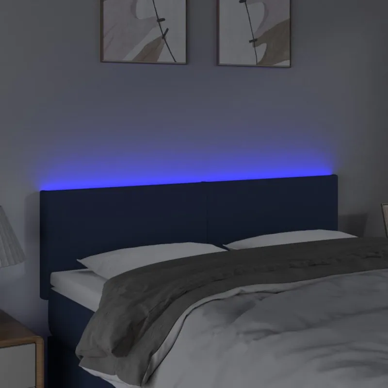 Galvūgalis su LED, mėlynos spalvos, 144x5x78/88cm, audinys