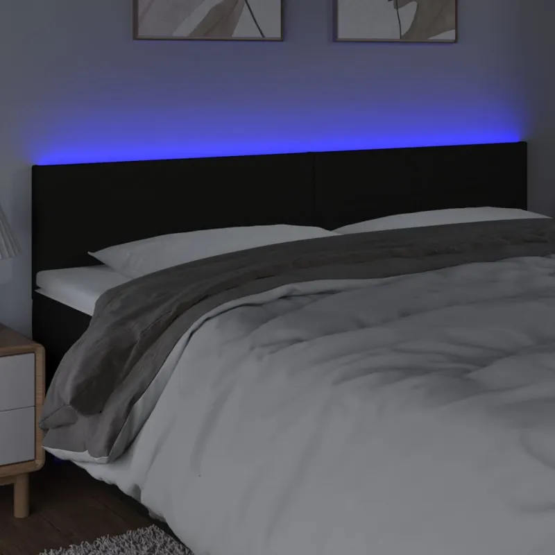 Galvūgalis su LED, juodos spalvos, 160x5x78/88cm, audinys