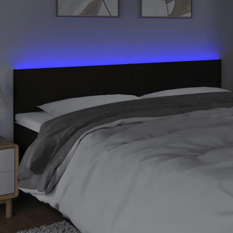 Galvūgalis su LED, juodos spalvos, 180x5x78/88cm, audinys