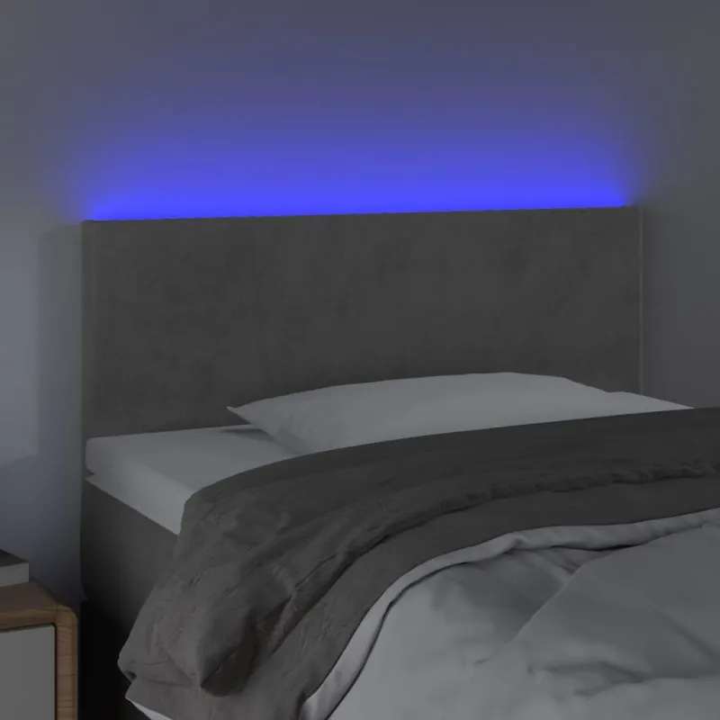 Galvūgalis su LED, šviesiai pilkas, 80x5x78/88cm, aksomas